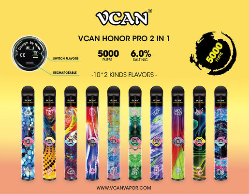 12Ml Vcan Honor 2 In 1 5000 Puff Disposable Vape Cigarettes 19.4mm*11.0mm