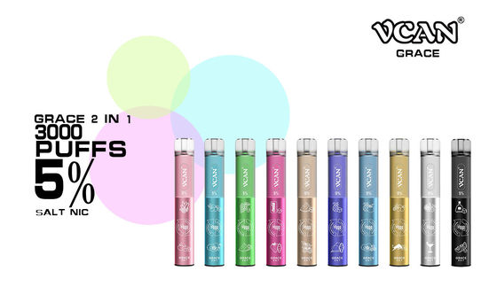 VCAN GRACE Disposable Vape E-Cigarette Duel Flavors 3000 Puffs Graceful Design Silicone Mouth Piece