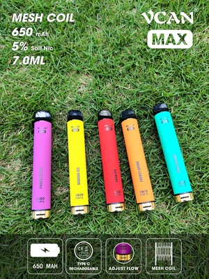 Vcan Max 2600 Puffs Disposable Vape Pen 5% 2% Nicotine Rechargeable Airflow Mesh Coil