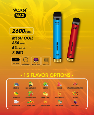 Type C Charging 2600 Puffs Vcan Disposable Electronic Vaping Device