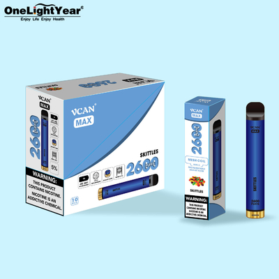 Custom Rechargeable Vapor Cigarettes 2600 Puffs With 1000mAh Battery